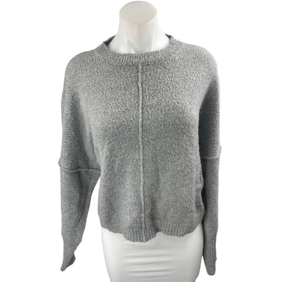 Missguided Women's Gray Long Dolman Sleeve Seam Crewneck Sweater Top Size S - Picture 1 of 3